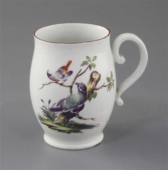 A Derby ovoid mug, c.1760-5, h. 10.2cm, hairline crack